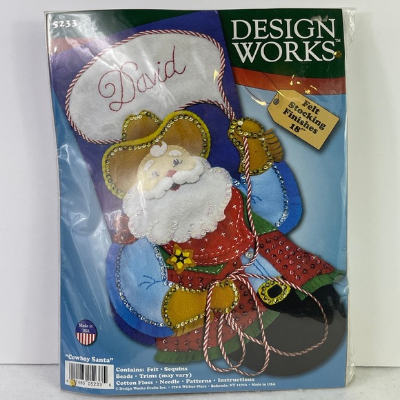 Design Works Other - Design Works Cowboy Santa Felt Stocking Kit 5233 Western Christmas DIY 18 Inch